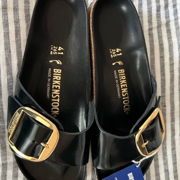 Birkenstock Madrid Big Buckle Sandals - High Shine Black - Picture 2 of 3